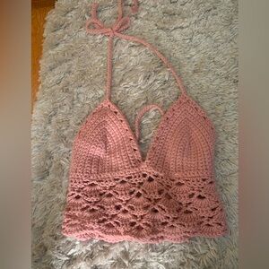 Pink Crochet Halter Top